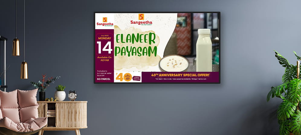 Digital Signage Display screens for Restaurant in Chennai